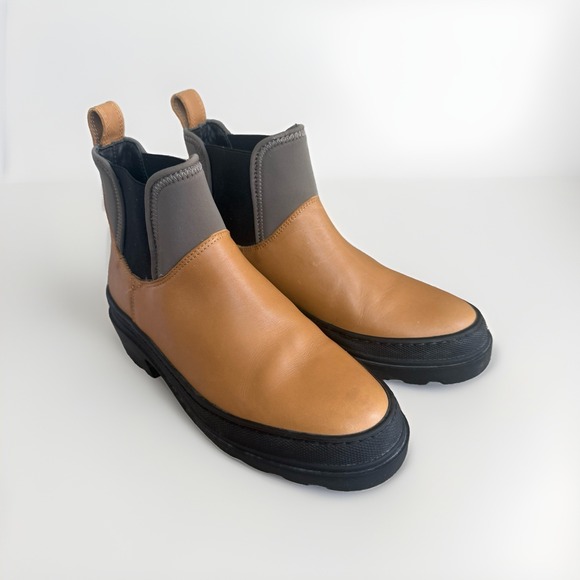 COS Shoes - COS US 7 Chunky Sole Leather Ankle Chelsea Boots Brown Colorblock 07774610